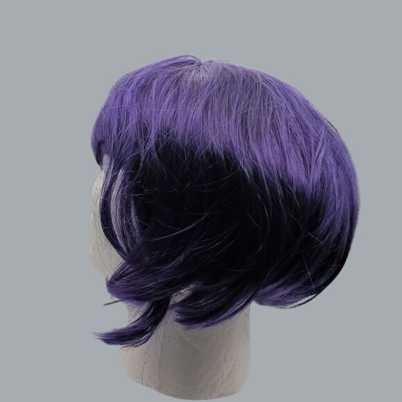 Vibrant Short Purple Synthetic Wig for Cosplay & Costume Parties - Picture 3 of 7